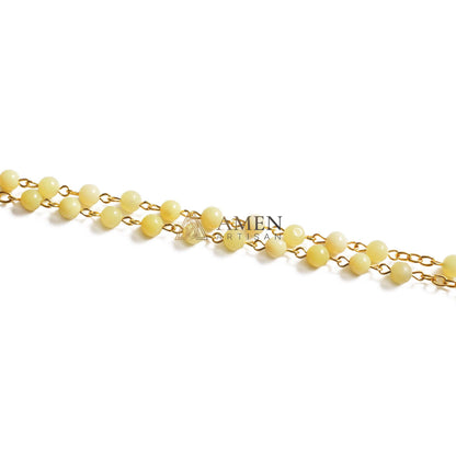 Green Yellow Jade Bead Rosary Amen Artisan