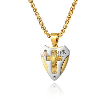 Cross Shield Pendant Necklace Amen Artisan