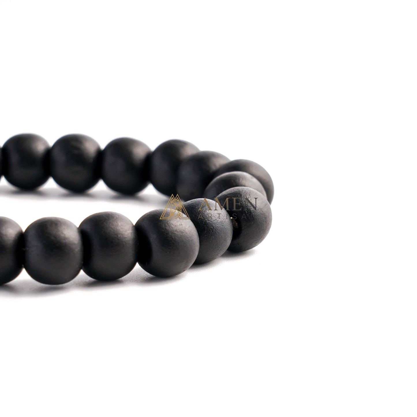 Black Wood Beads Brass Saint Benedict Medal Adjustment Bracelet