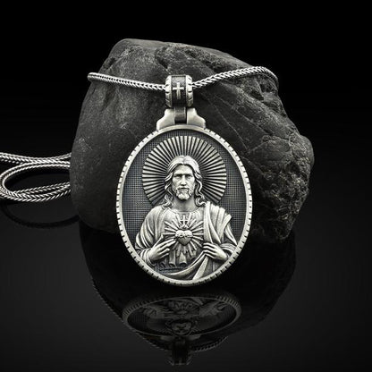 Vintage Sacred Heart of Jesus Pendant | Heritage Faith Jewelry, Classic Religious Necklace Amen Artisan