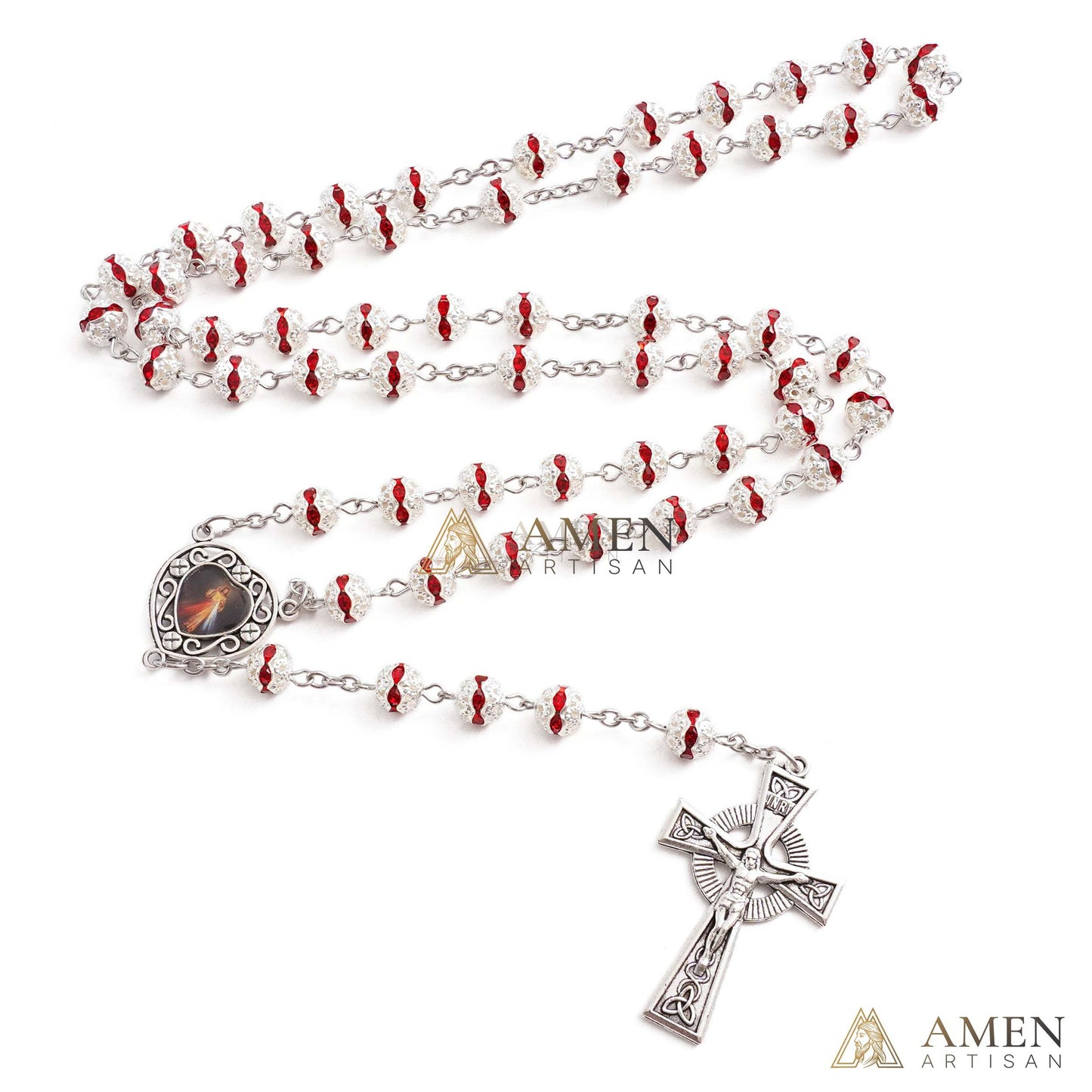 【DEAl TODAY】Crystal Rosary That Captures Light – Celtic Prayer Beads | Amen Artisan
