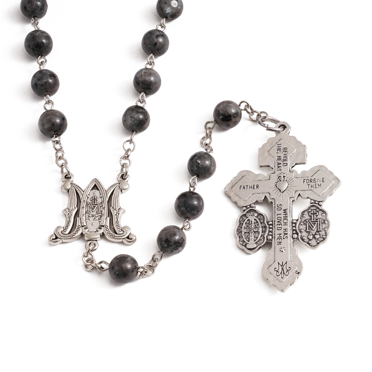 Labradorite Miraculous Medal Rosary Amen Artisan