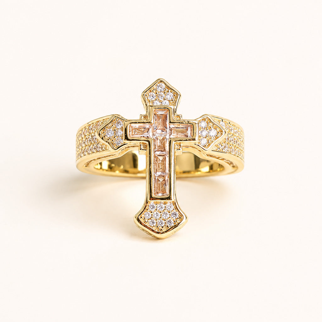 【DEAL TODAY】Sparkling Cross Statement Ring with Rhinestone Accents