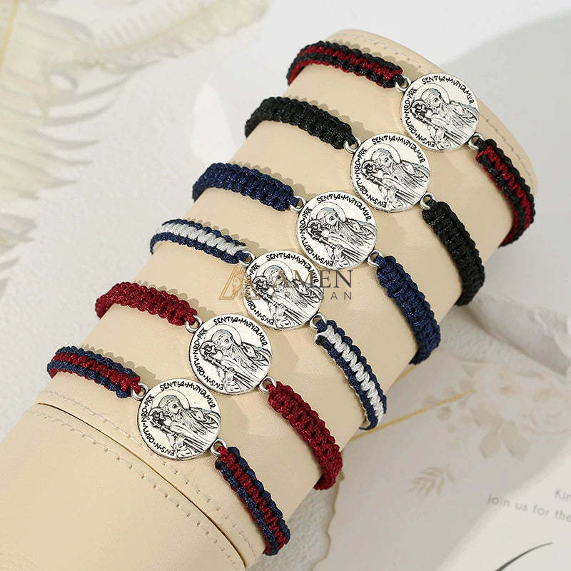 Jesus Portrait Pendant Braided Bracelet Amen Artisan