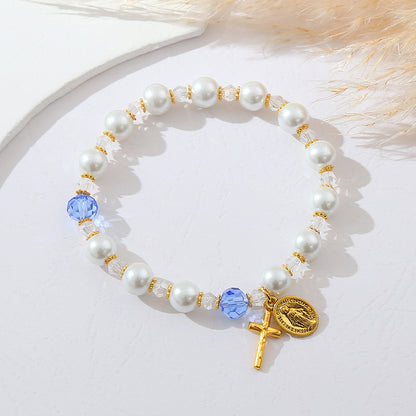 Simple Cross Pearl Bracelet Amen Artisan