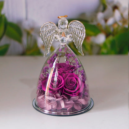 Little Angel Glass Dome with Preserved Rose Amen Artisan