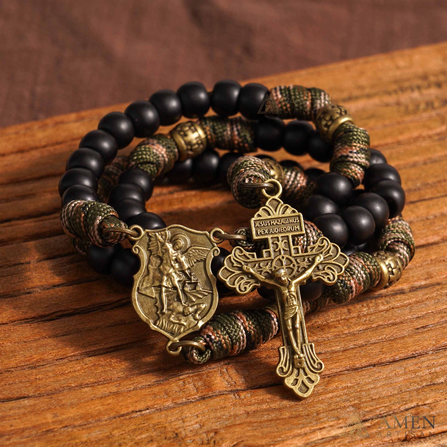 St. Michael Paracord Rosary with Jesus Crucifix - Protection & Strength