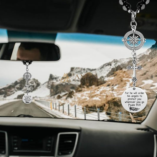Cross Scripture Protection Car Charm