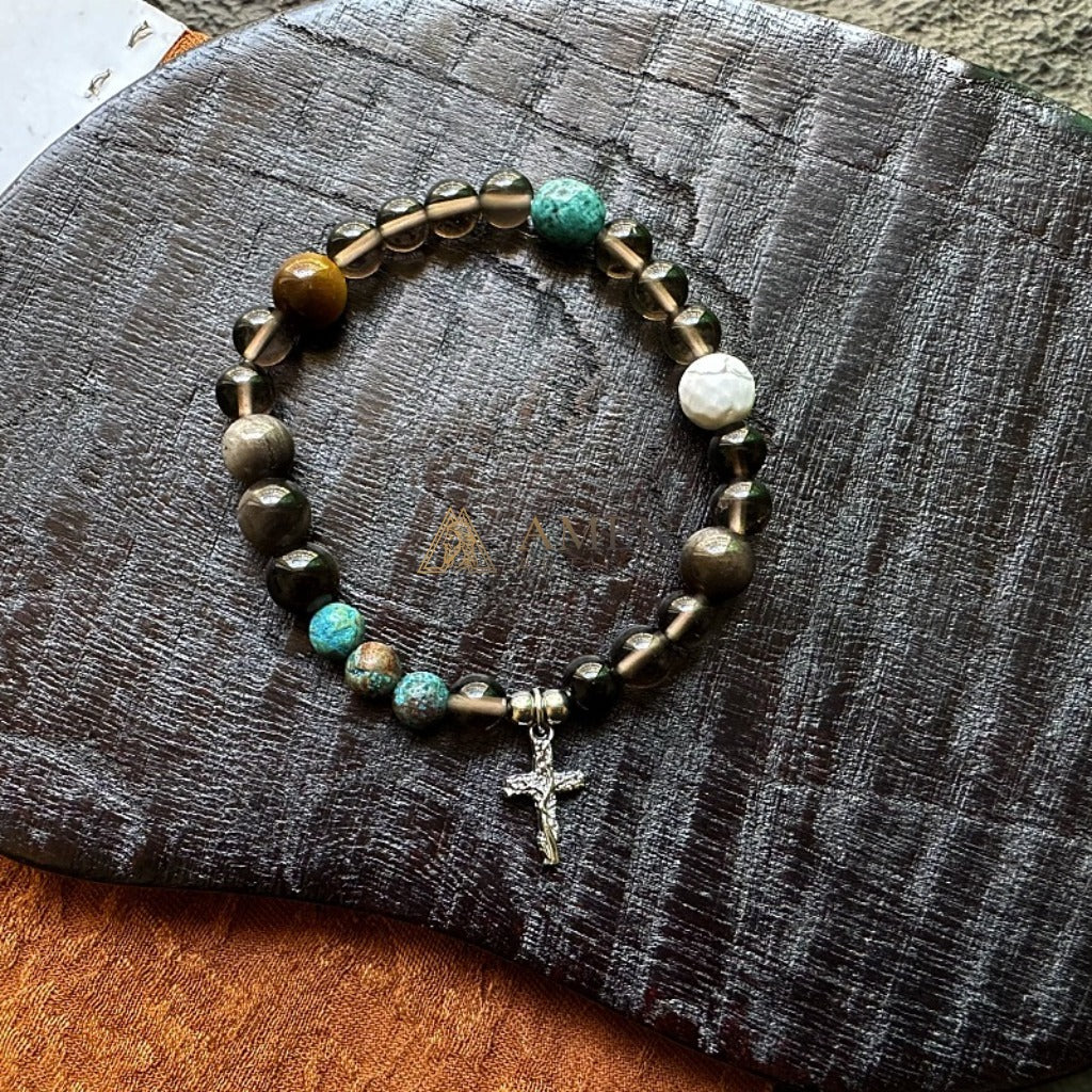 Ice Obsidian Cross Bracelet  Amen Artisan