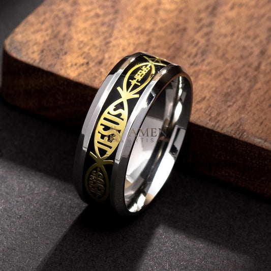 Jesus Titanium Steel Ring Amen Artisan