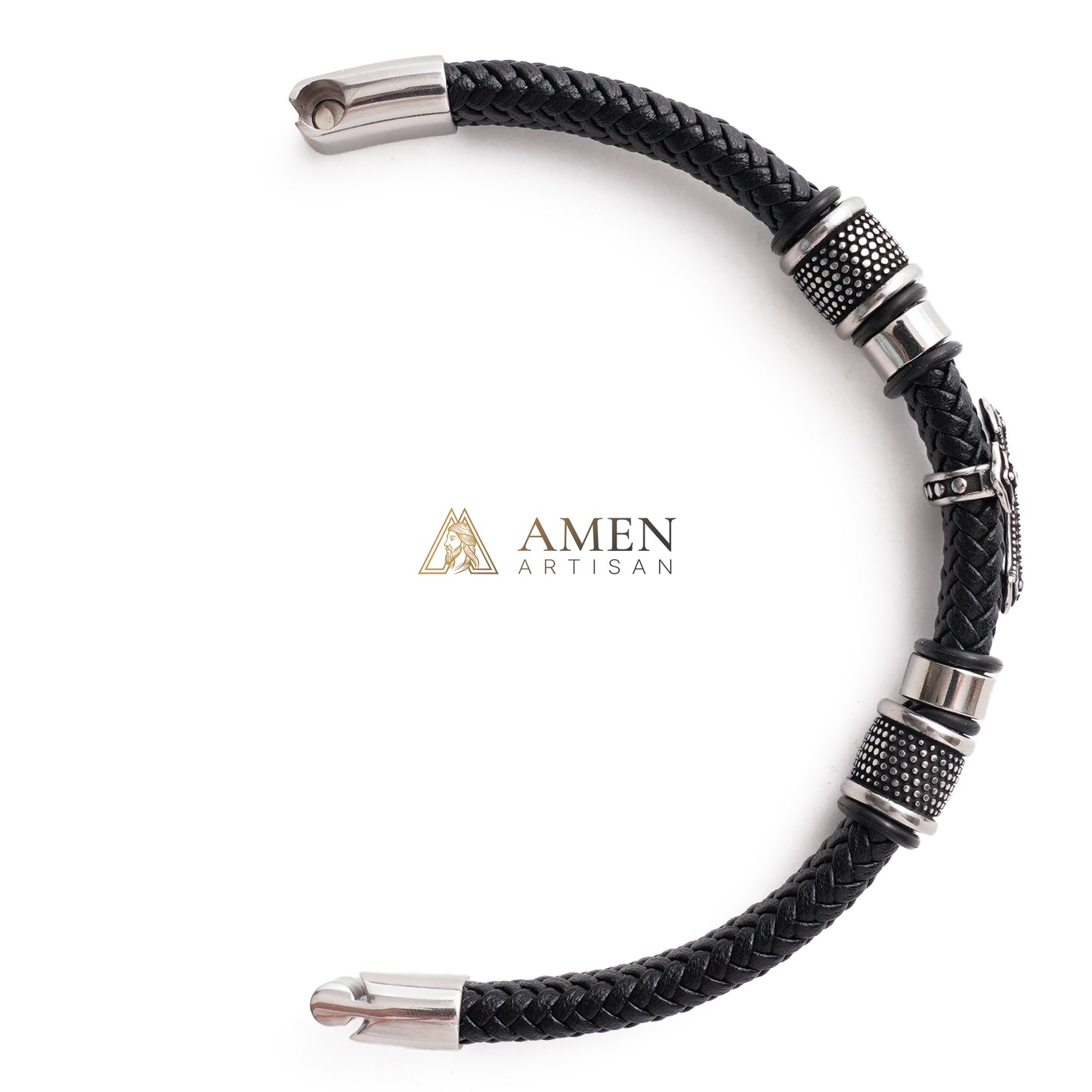 Handcrafted Cross Leather Bracelet Amen Artisan