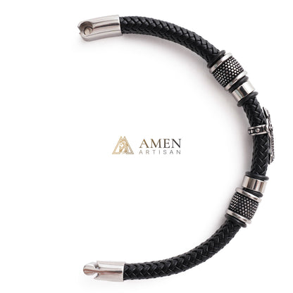 Handcrafted Cross Leather Bracelet Amen Artisan