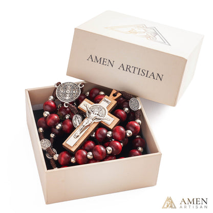 Natural Wood Rosary Beads Necklace with Crucifix - Devotion & Blessing |  Amen Artisan