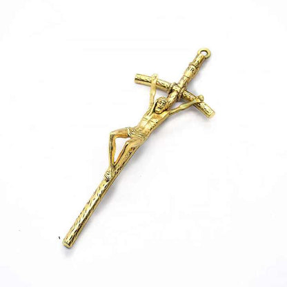 Crucifix Pendant with Weathered Cross & Sorrowful Christ Detailing