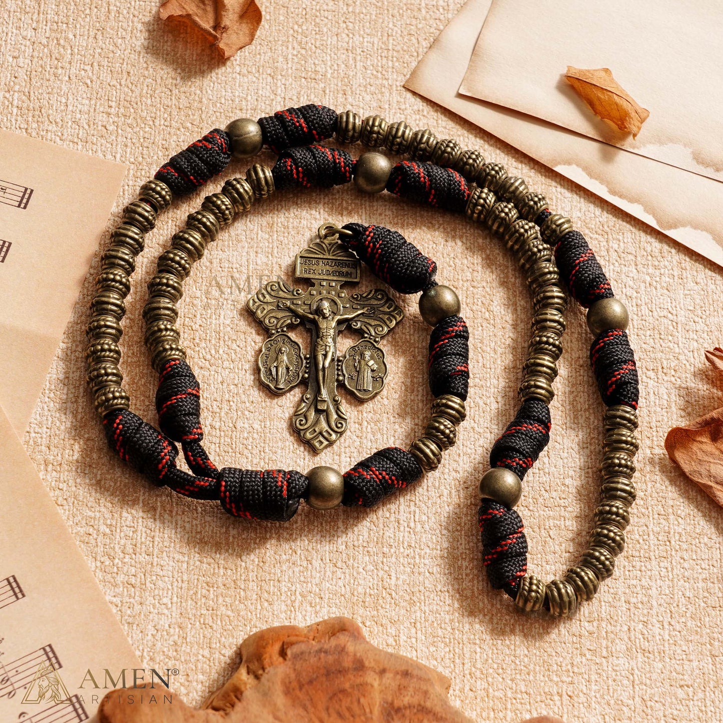 【DEAL TODAY】A Steady Rhythm of Prayer — Bronze Paracord Rosary with Smooth-Turning Beads