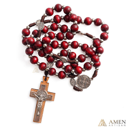 Natural Wood Rosary Beads Necklace with Crucifix - Devotion & Blessing |  Amen Artisan