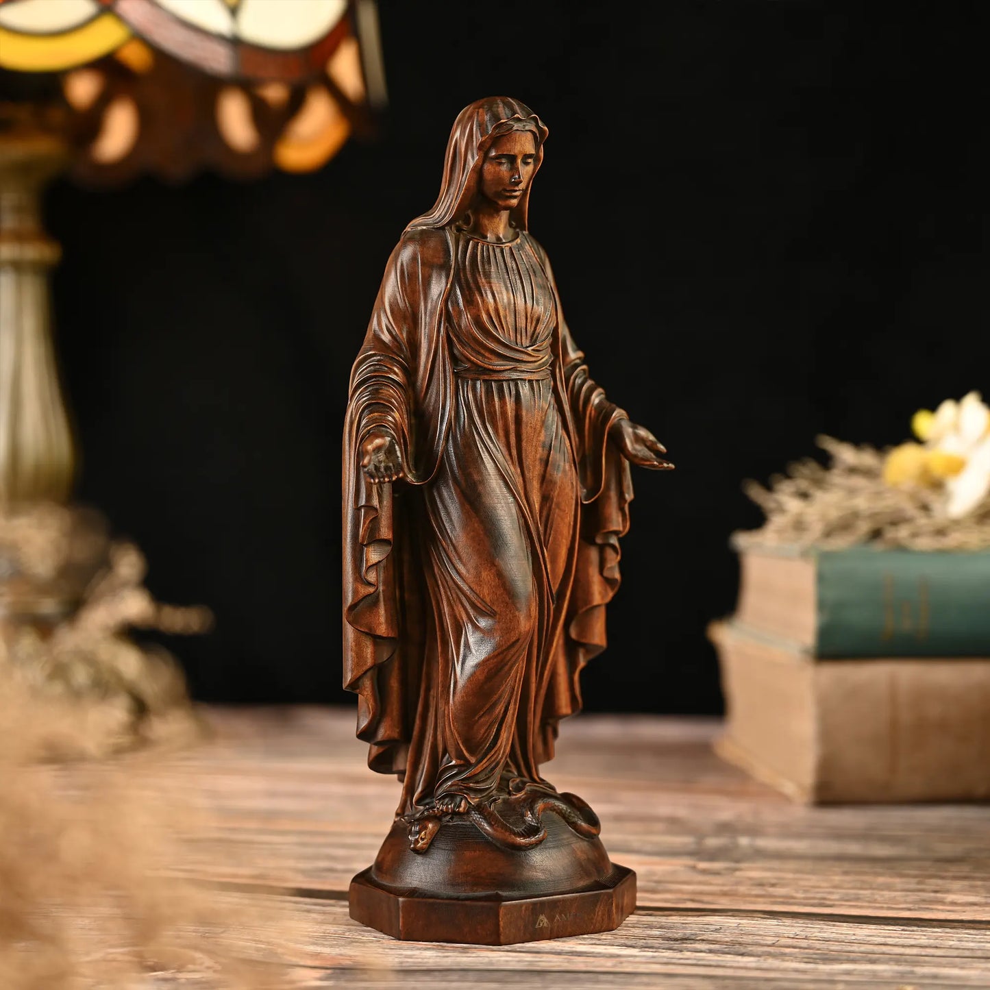 Our Lady of Grace Wood Carving Amen Artisan