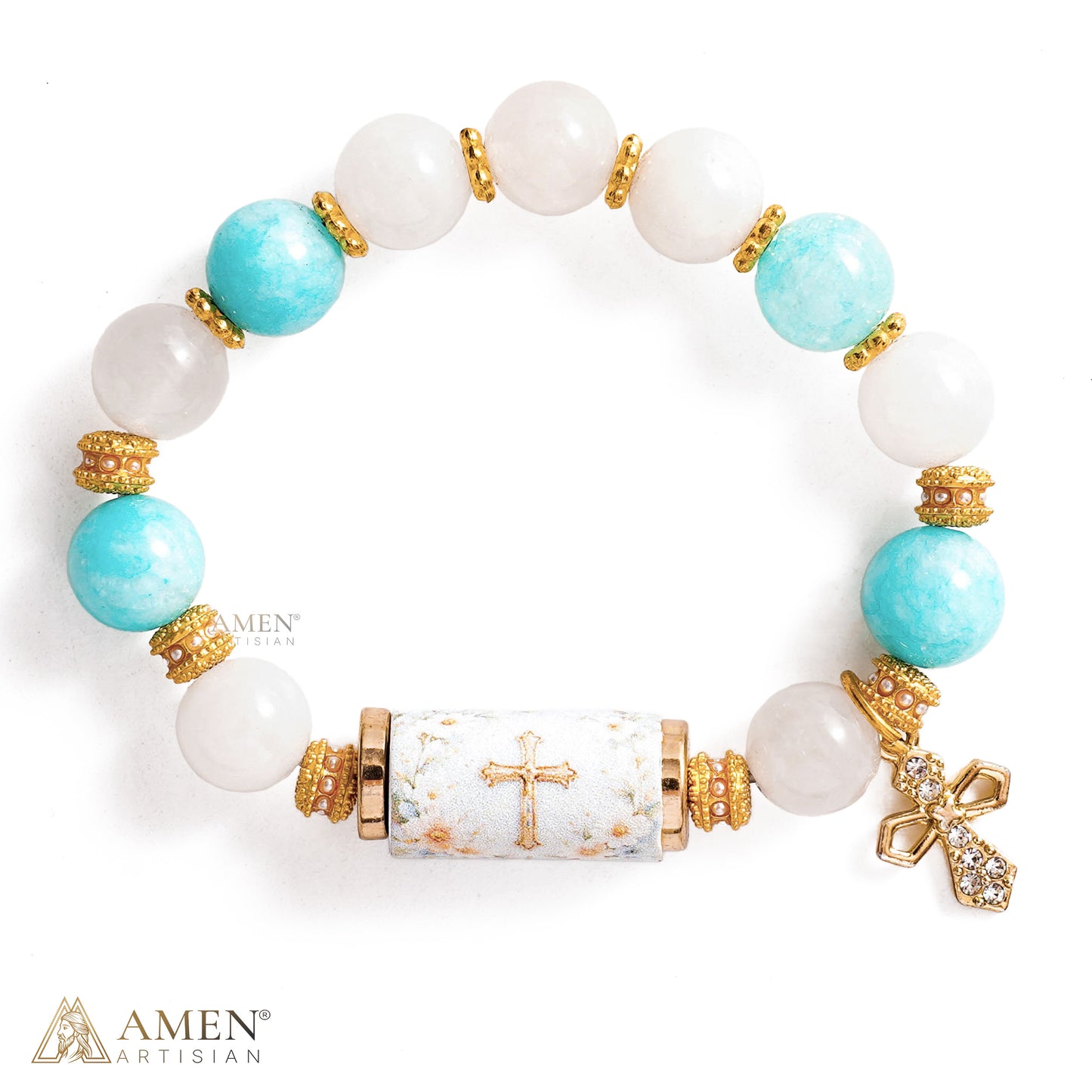A Cool, Gentle Reminder of Faith — Natural Crystal Cross Bracelet