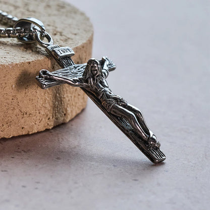INRI Jesus Crucifix Necklace with Detailed Pendant — Faith