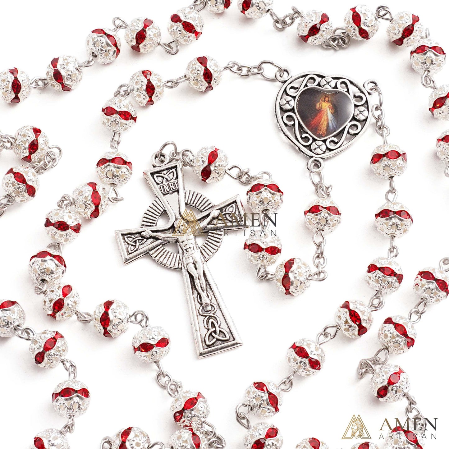 【DEAl TODAY】Crystal Rosary That Captures Light – Celtic Prayer Beads | Amen Artisan