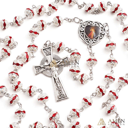 【DEAl TODAY】Crystal Rosary That Captures Light – Celtic Prayer Beads | Amen Artisan