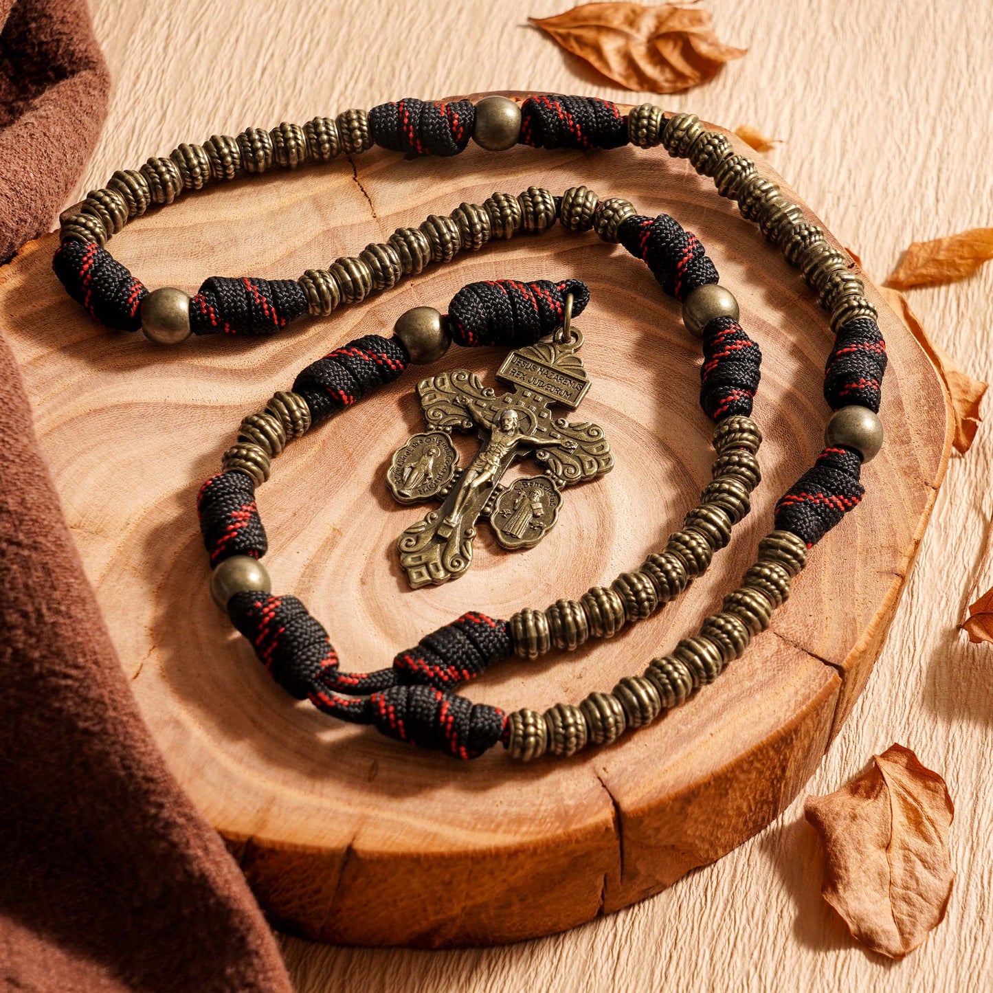 【DEAL TODAY】A Steady Rhythm of Prayer — Bronze Paracord Rosary with Smooth-Turning Beads