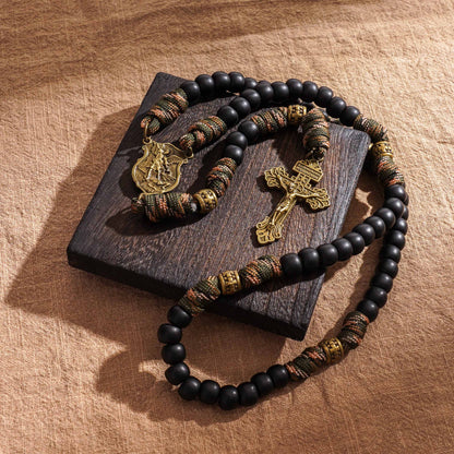 【Deal Today】St. Michael Combat Rosary Paracord Rosary – Faith & Valor Amen Artisan