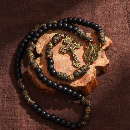 【Deal Today】St. Michael Combat Rosary Paracord Rosary – Faith & Valor Amen Artisan
