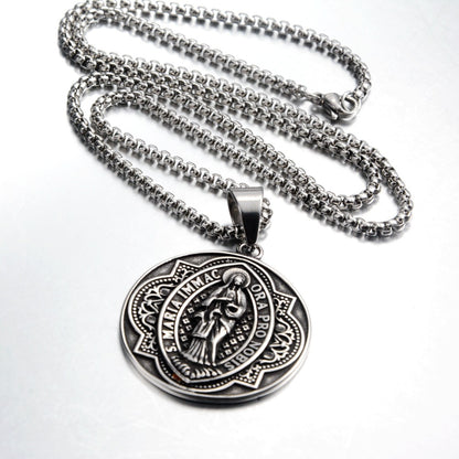 Our Lady of Fátima Ancient Silver and Gold Metal Necklace Amen Artisan