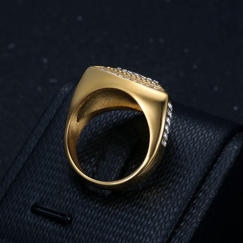 Gold Christ Ring with Diamond and Crucifix Amen Artisan