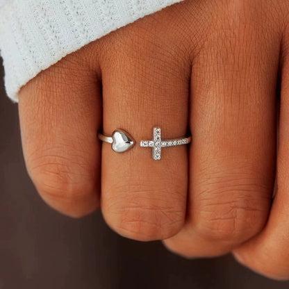 Amen Artisan Cubic Zirconia Heart Cross Ring