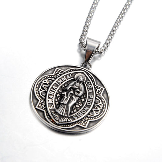 Our Lady of Fátima Ancient Silver and Gold Metal Necklace Amen Artisan
