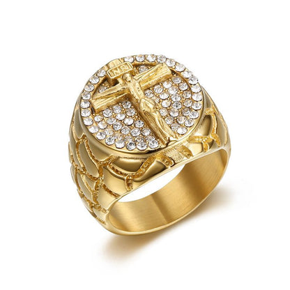 Amen Artisan Diamond Cross Christ Ring