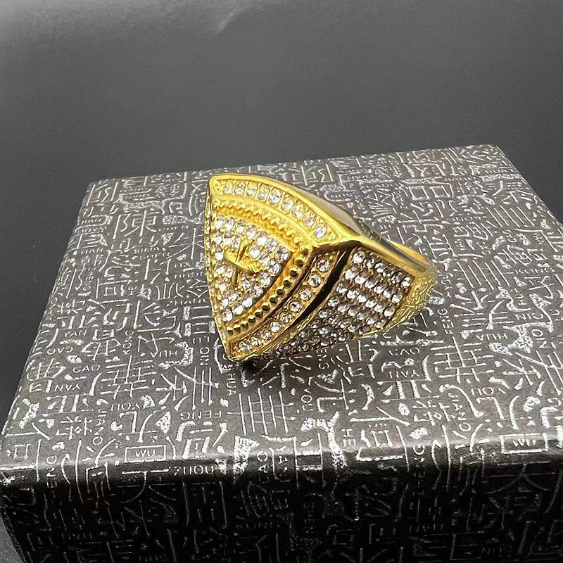 Gold Christ Ring with Diamond and Crucifix Amen Artisan