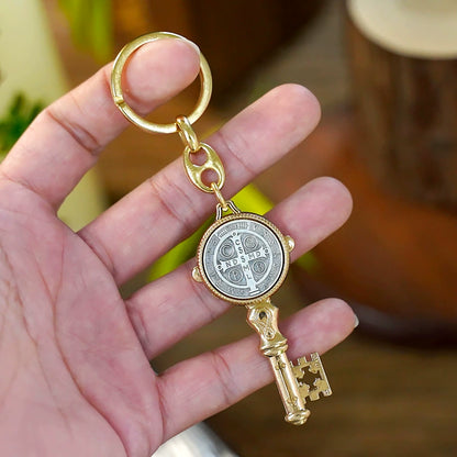 Saint Benedict Enamel Cross Keychain Amen Artisan