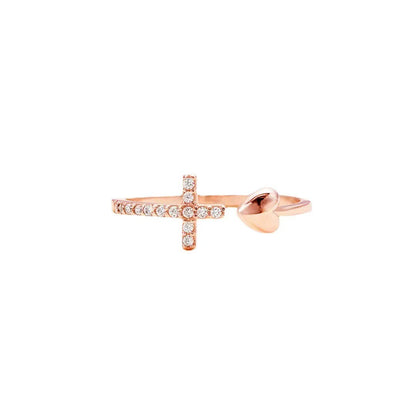 Amen Artisan Cubic Zirconia Heart Cross Ring