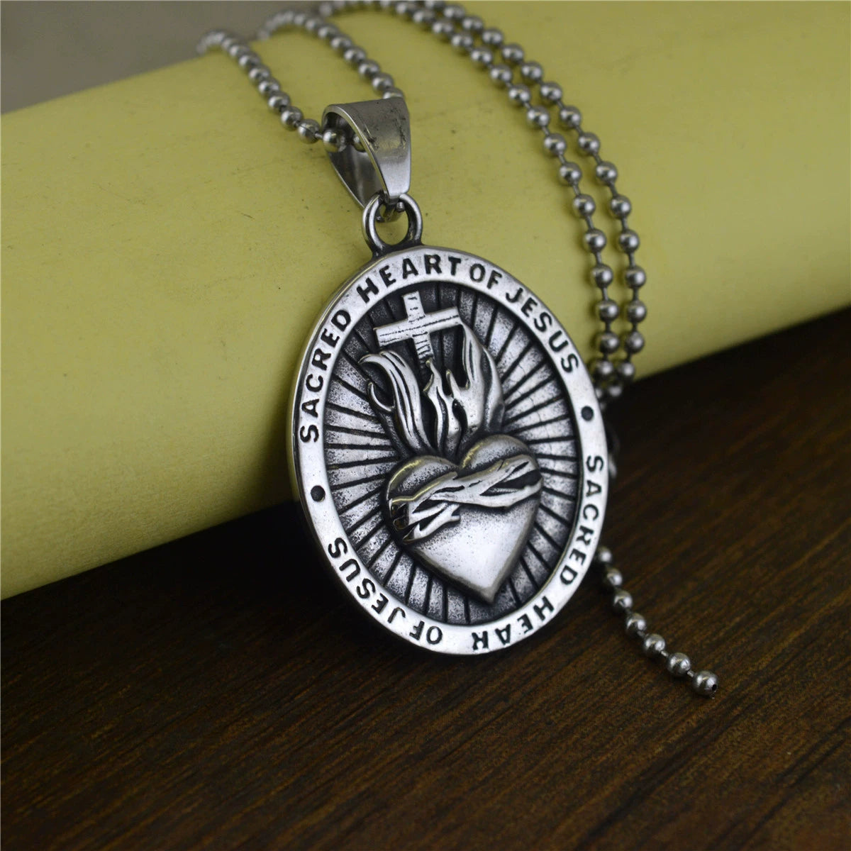 Vintage Titanium Steel Heart Design Cross Pendant Necklace Amen Artisan