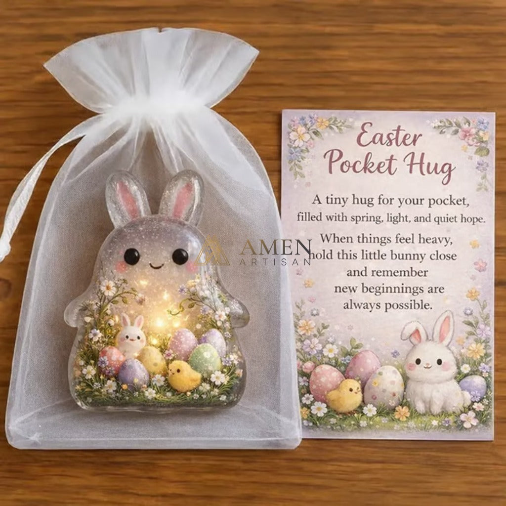 Handmade Easter Bunny Figurine Amen Artisan