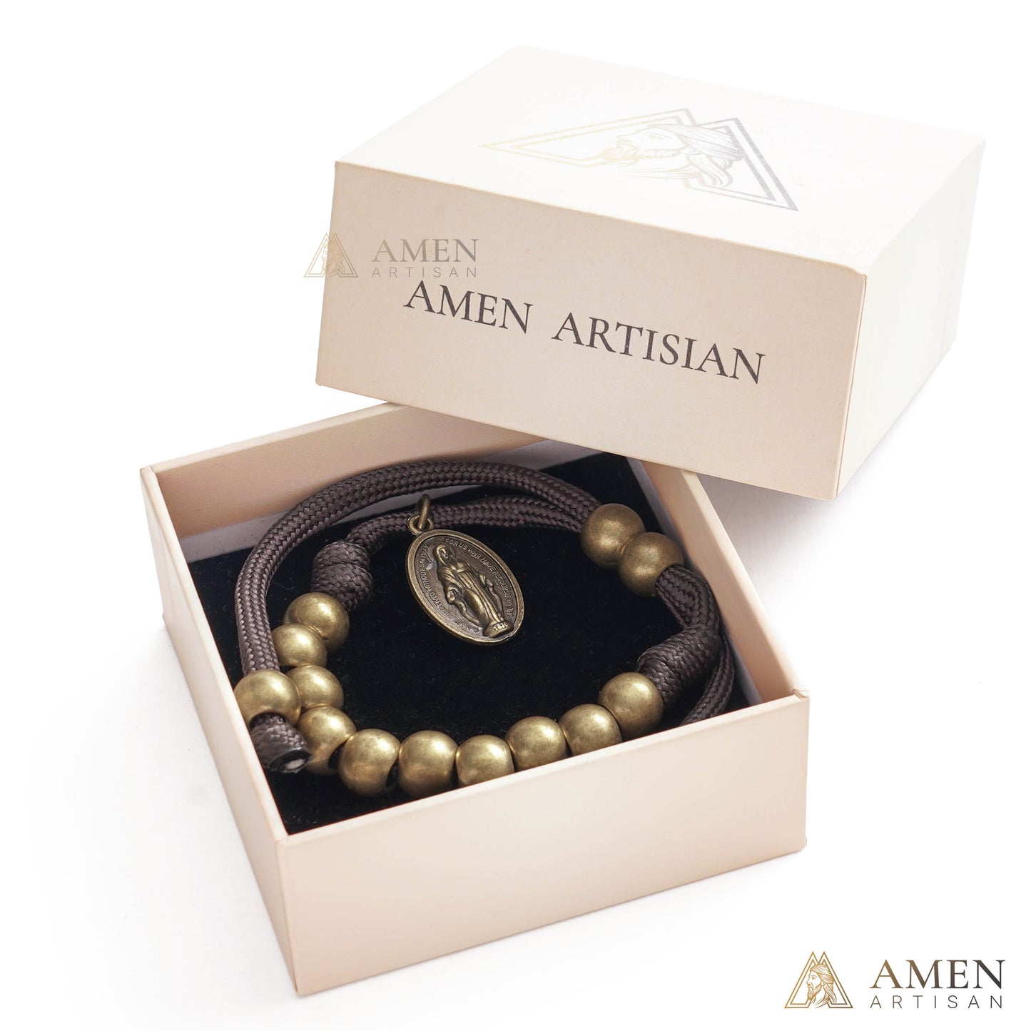 【DEAL TODAY】Brown Braided Prayer Bracelet with Antique Bronze Beads — Blessing