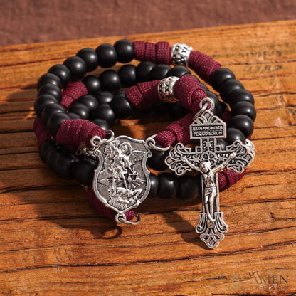 【Deal Today】St. Michael Combat Rosary Paracord Rosary – Faith & Valor Amen Artisan