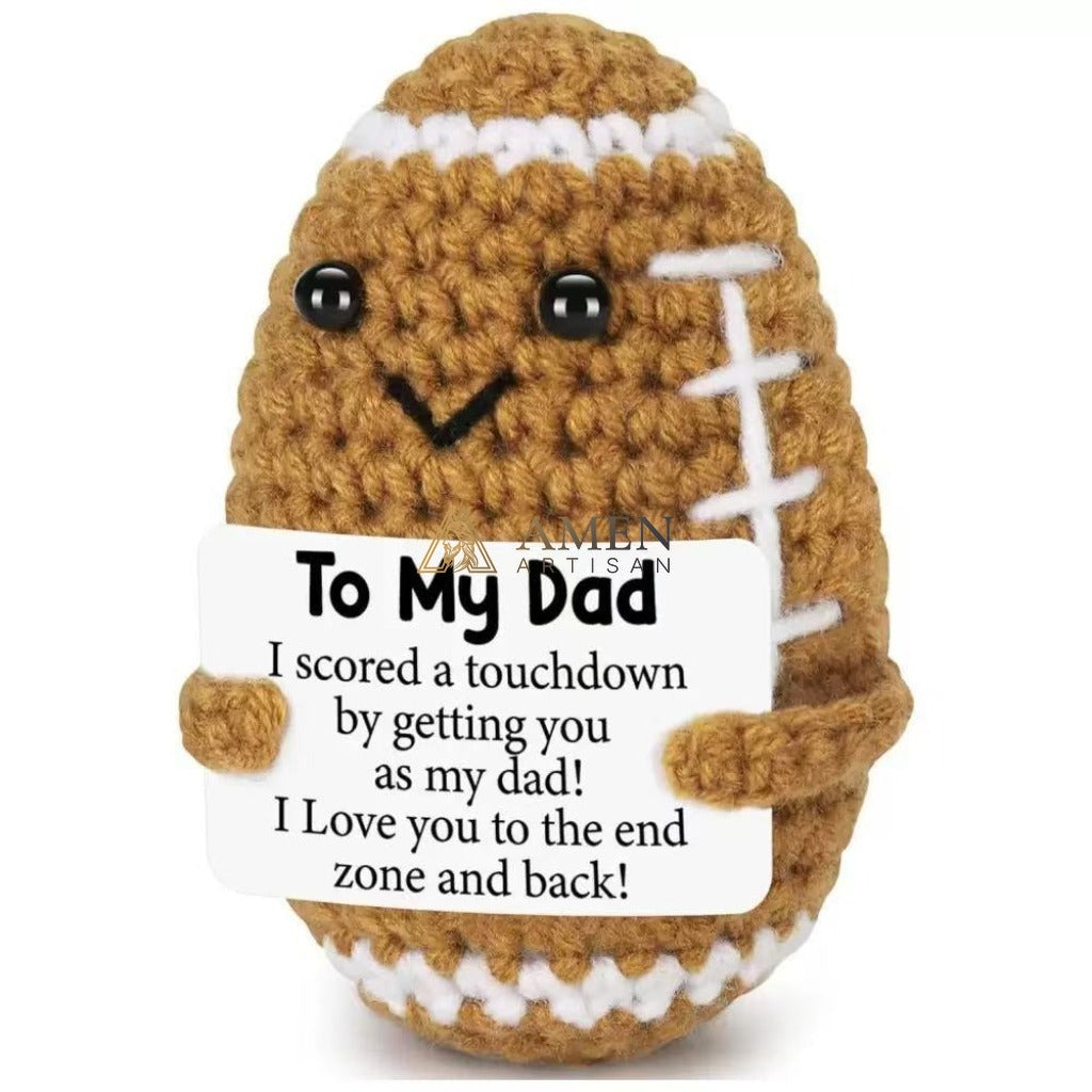 Hand-Knit Positive Football Plush Doll Amen Artisan