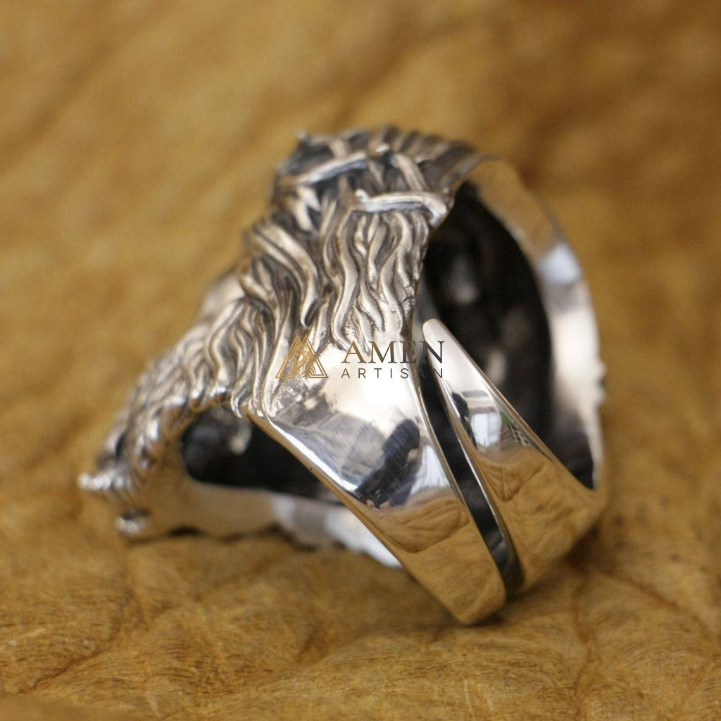 925 Sterling Silver Crown of Thorns Ring Amen Artisan
