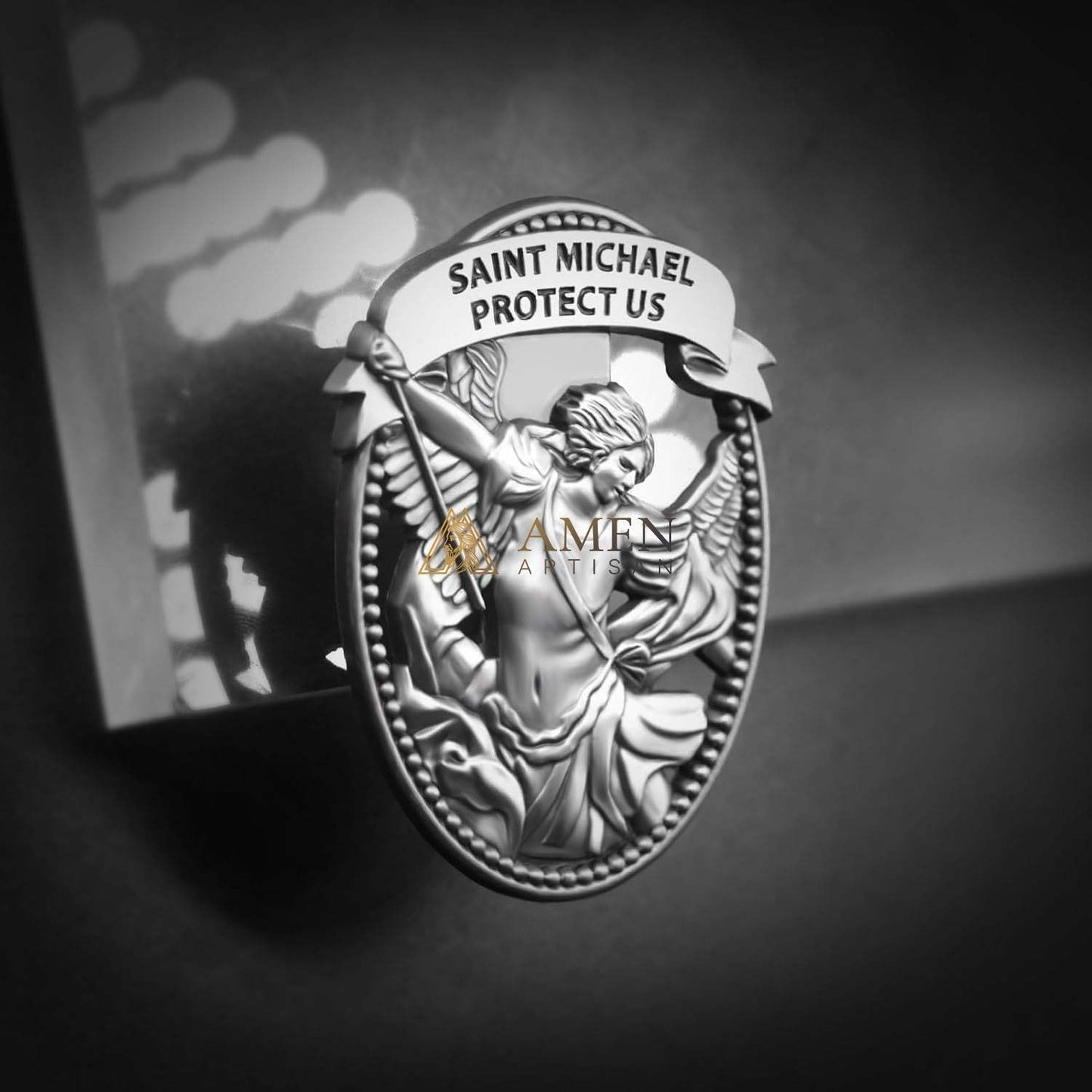 St Michael Medal Car Clip Amen Artisan
