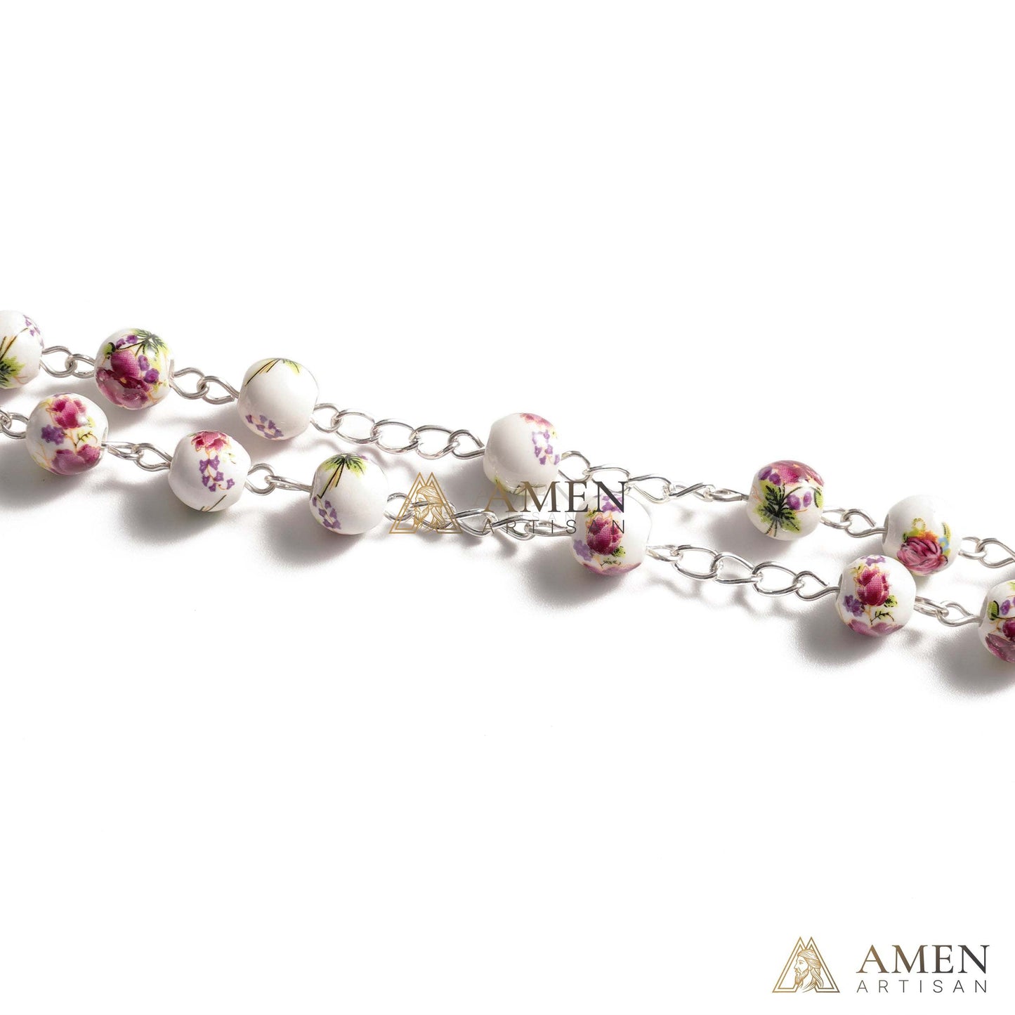 Pansy Ceramic Rosary Amen Artisan