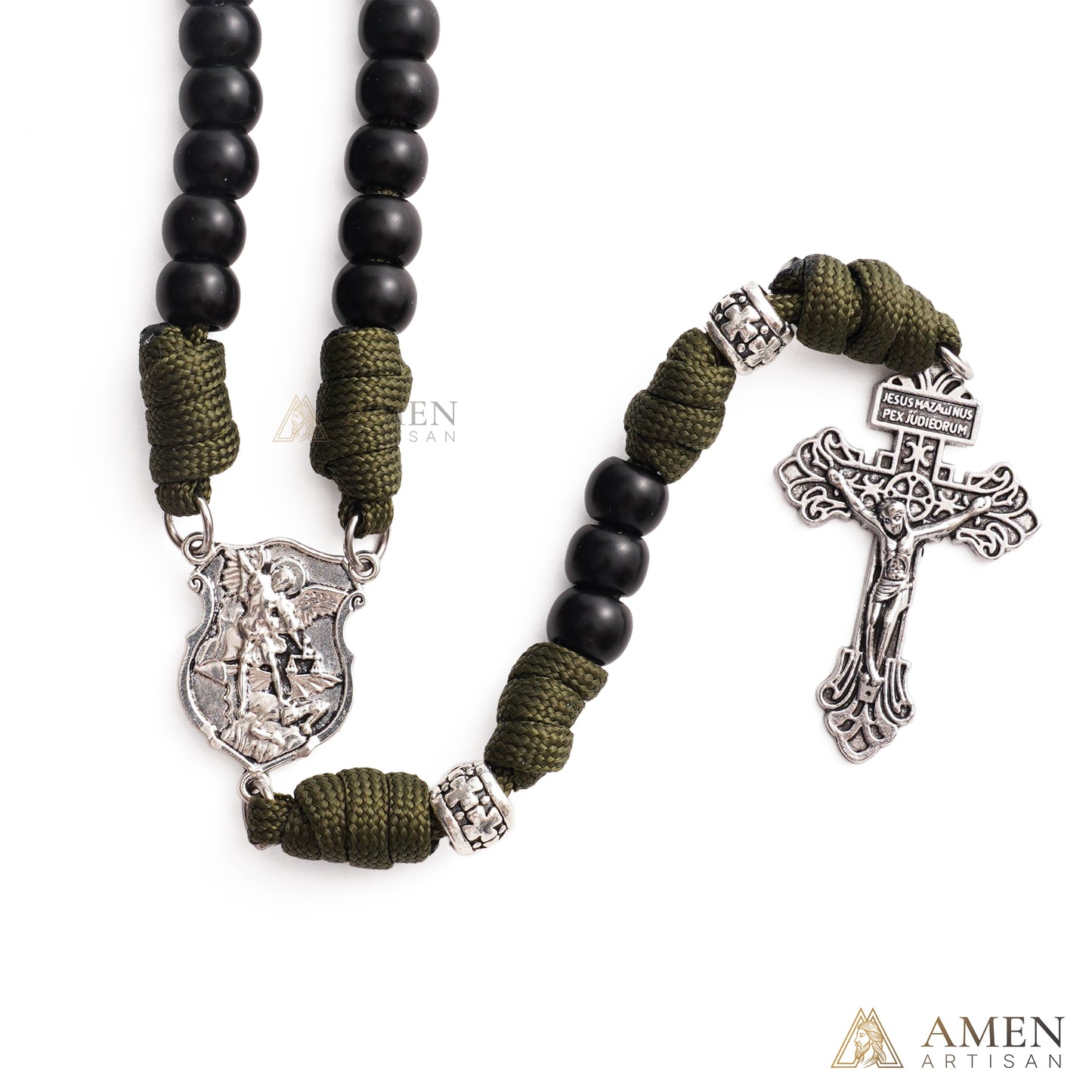 【Deal Today】St. Michael Combat Rosary Paracord Rosary – Faith & Valor Amen Artisan