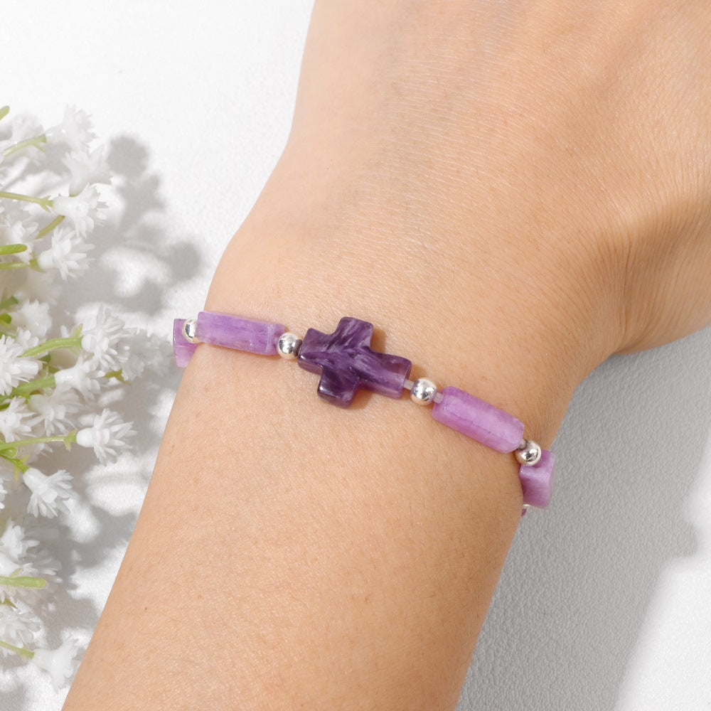 Cross Purple Stone Bracelet