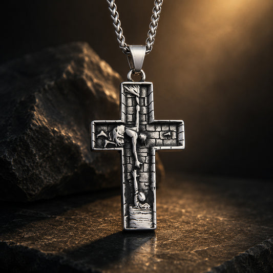 Vintage Cross Pendant Necklace Amen Artisan