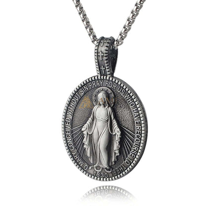 Virgin Mary Titanium Stee Pendent Amen Artisan