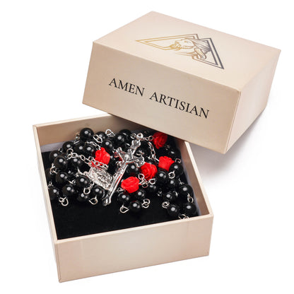 Red Rose Accent Rosary – Blessings & Devotion |  Amen Artisan