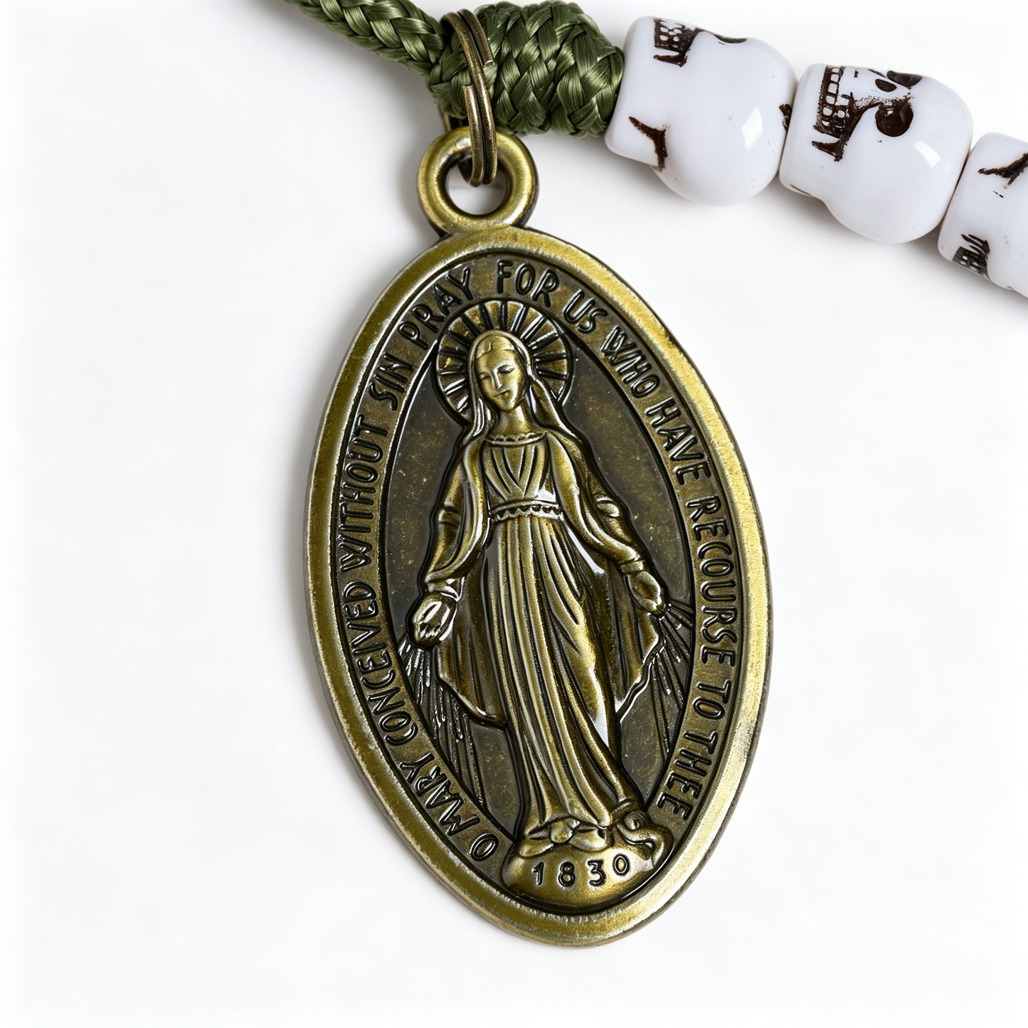 Military Green Skull Bead Rosary | Amen Artisan